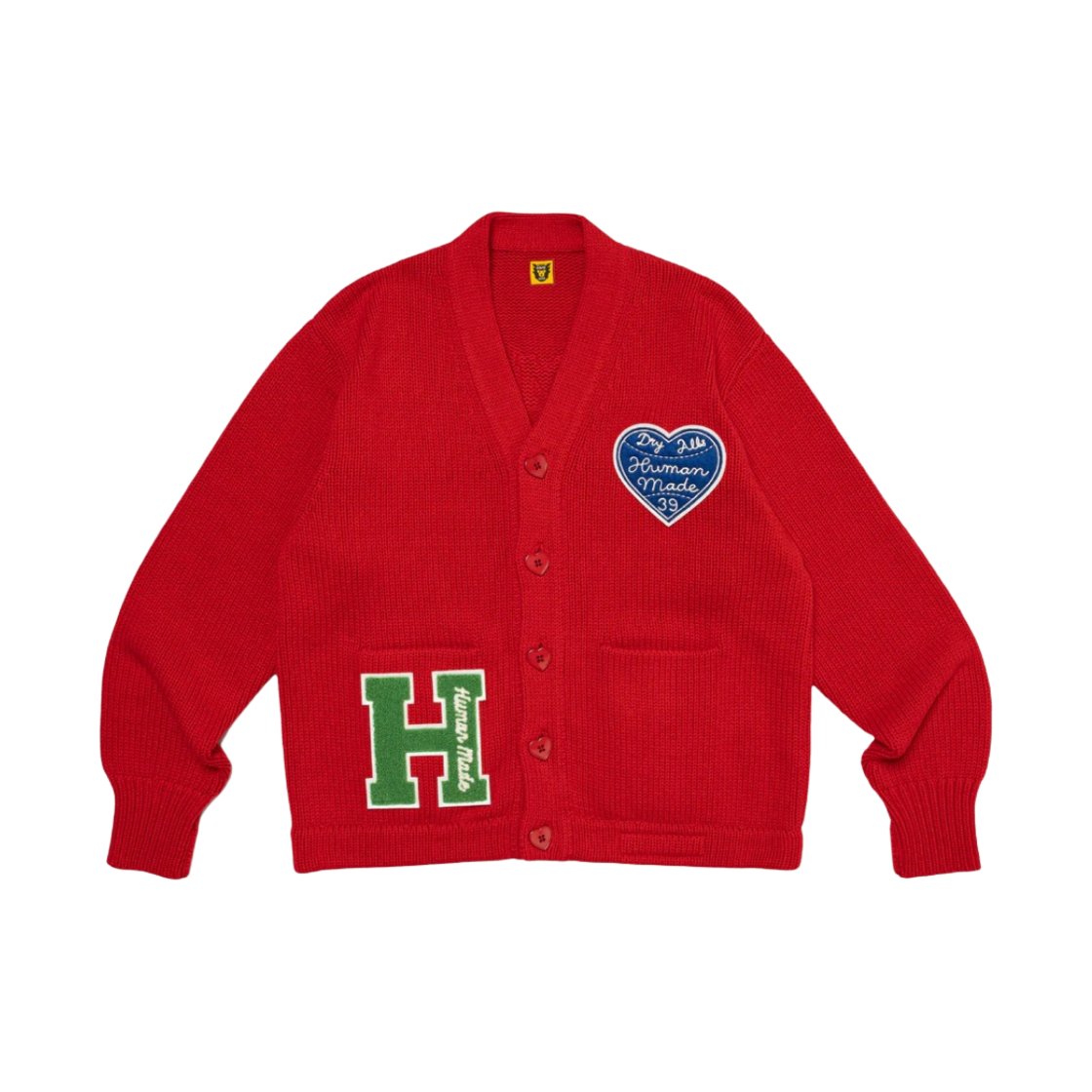 HM27CS036 Human Made Low Gauge Knit Cardigan Red