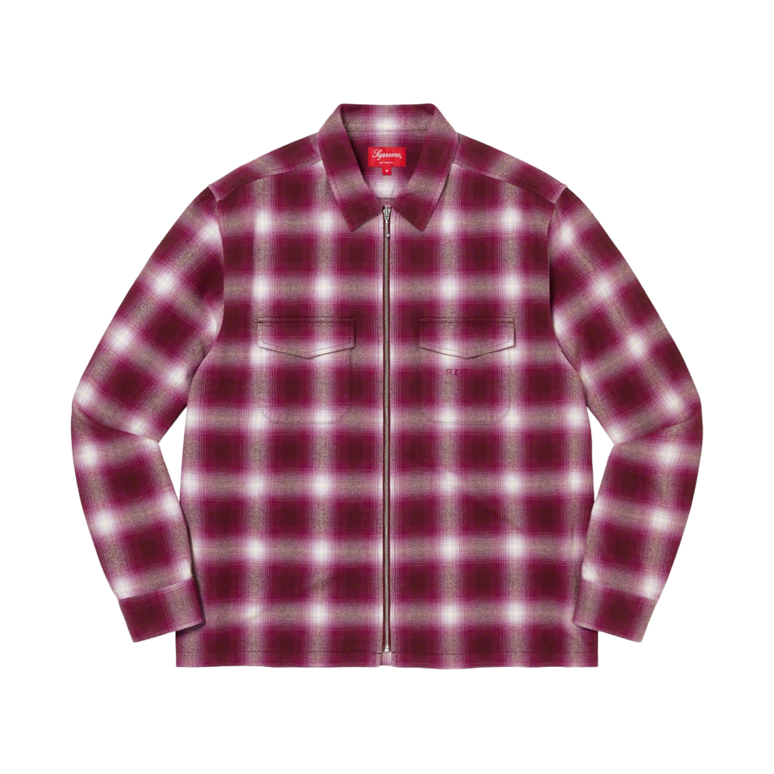 슈프림 쉐도우 플래드 플란넬 집업 셔츠 마젠타 - 22FW(Supreme Shadow Plaid Flannel Zip Up Shirt Magenta - 22FW) - 1