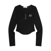 MUCENT Haring Signature Logo Snap Button U Neck T Black