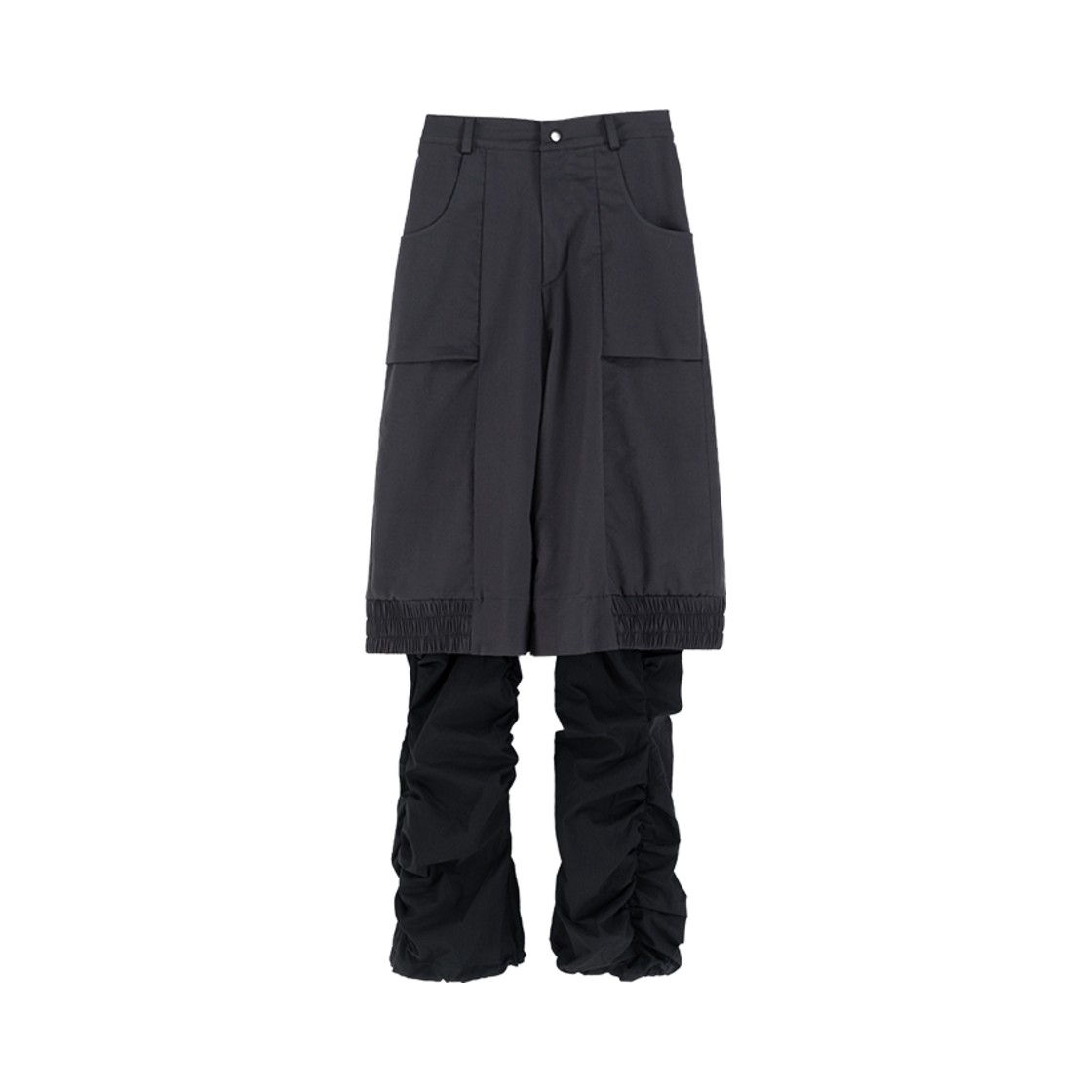 키요이 레이어드 셔링 팬츠 블랙(Kiyoi Layered Shirring Pants Black)