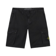 Stone Island L100011 Brushed Organic Cotton Old Effect Zipper Pockets Details Slim Fit Cargo Bermuda Shorts Black - 25SS