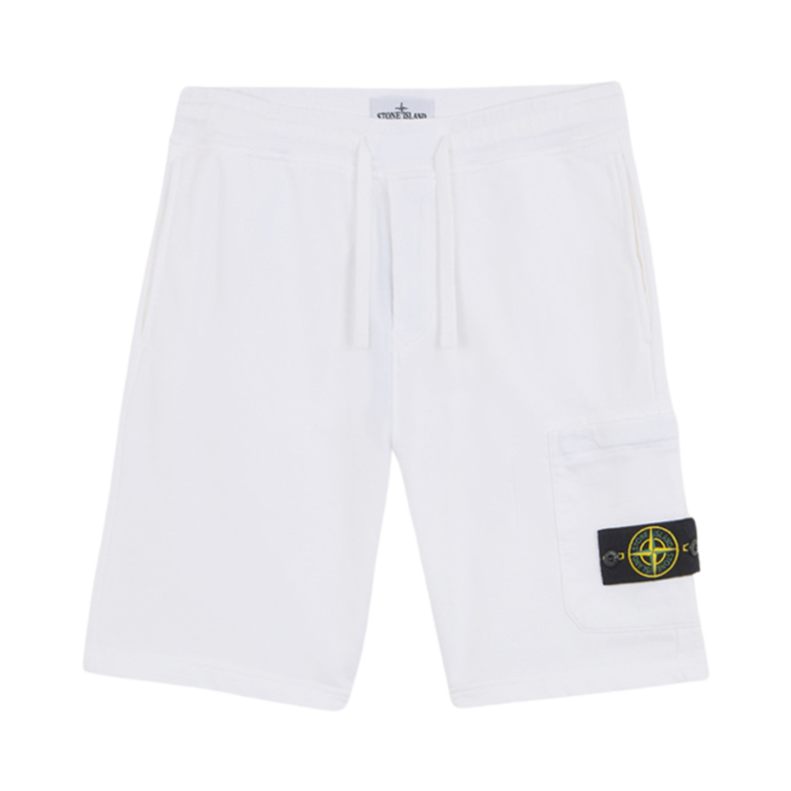 스톤 아일랜드 64651 코튼 플리스 카고 버뮤다 쇼츠 위드 포켓 화이트 - 24FW(Stone Island 64651 Cotton Fleece Cargo Bermuda Shorts with Pockets White - 24FW) - 1