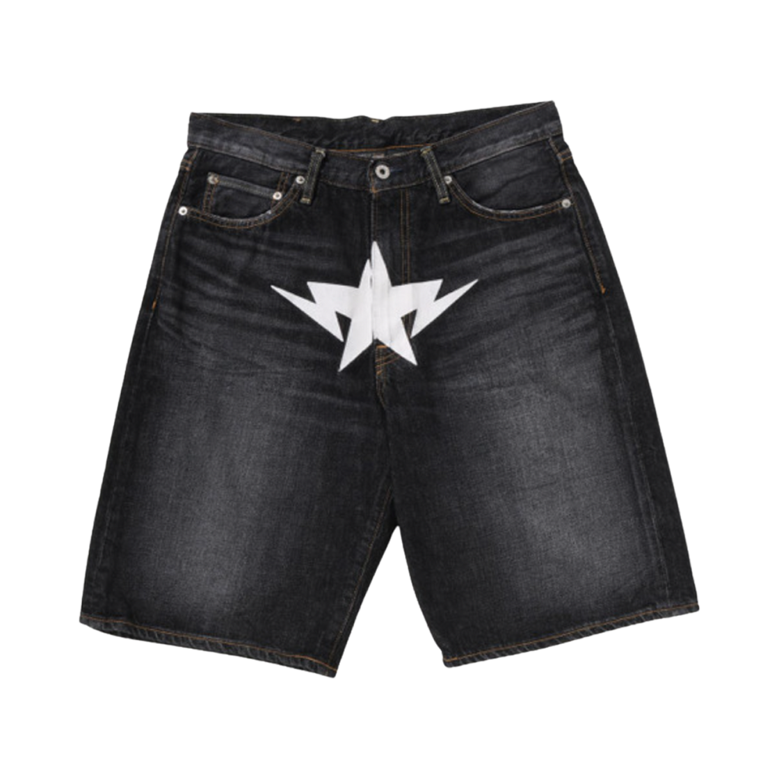 - BAPE Twin Sta Relaxed Fit Denim Shorts Black