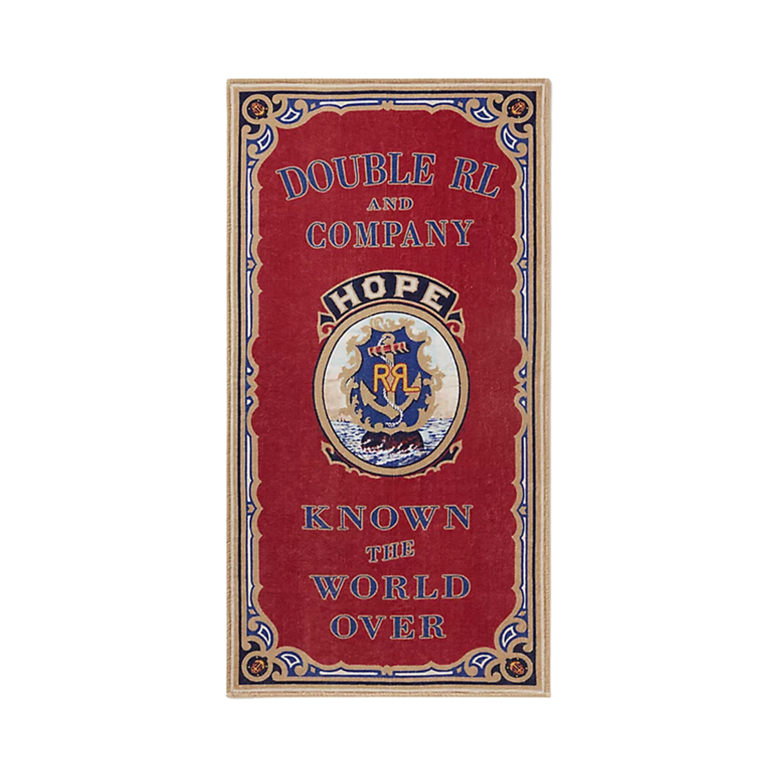 더블알엘 실드 그래픽 비치 타월 레드 네이비(Double RL Shield Graphic Beach Towel Red Navy)