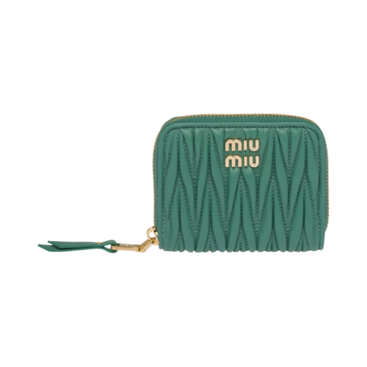 Miu Miu Matelasse Nappa Leather Coin Purse Sage Green