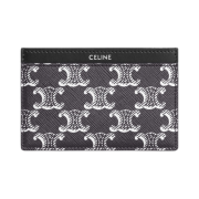 Celine Card Holder in Triomphe Canvas and Calfskin Silver Black