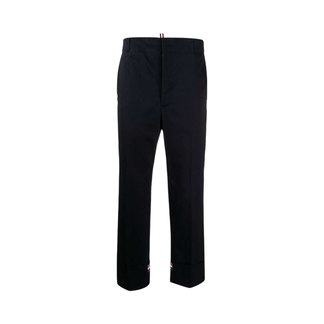 톰브라운 코튼 트윌 스트레이트 레그 벨트 루프 트라우저 네이비