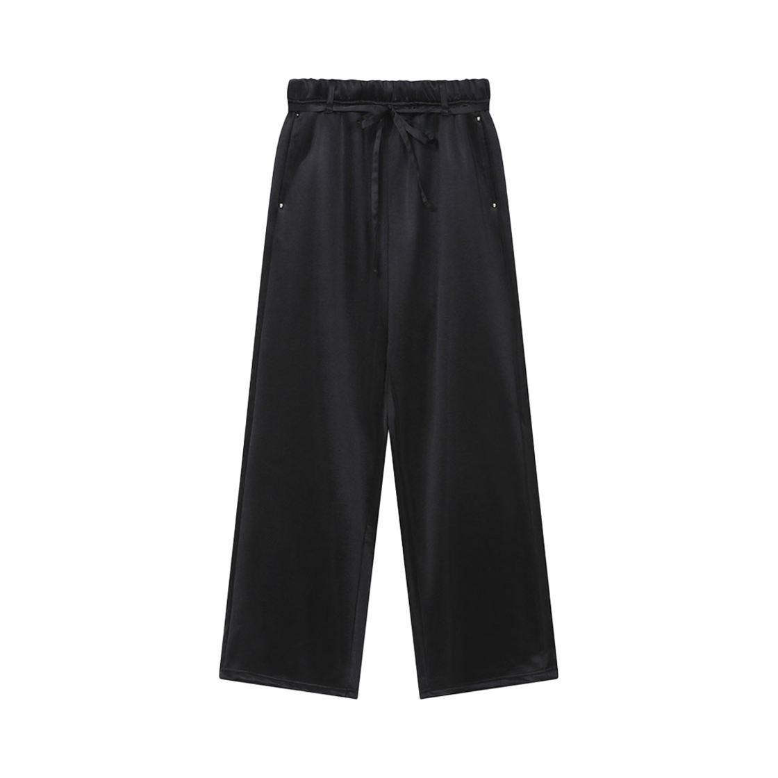 SR24FWPT03BK SLOW RECORD HOUSE Glossy Logo Wide Pants Black