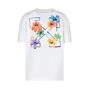 (W) Off-White Floral Ember Arrow Casual T-Shirt White Multicolor