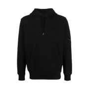 C.P. Company Diagonal Raised Fleece Hooded Sweatshirt Black - 23SS