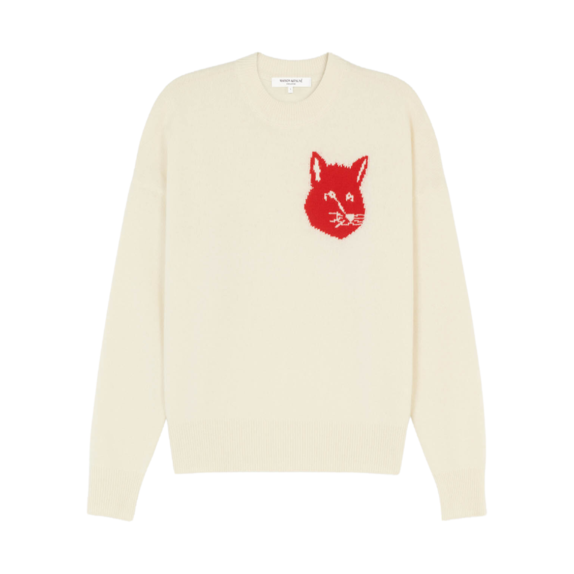 (W) 메종 키츠네 폭스 헤드 인타르시아 컨프론트 점퍼 에크루((W) Maison Kitsune Fox Head Intarsia Confort Jumper Ecru) - 1