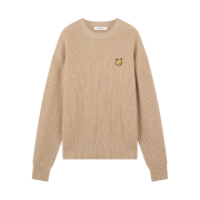 Maison Kitsune Bold Fox Head Patch Comfort Ribbed Jumper Beige Melange