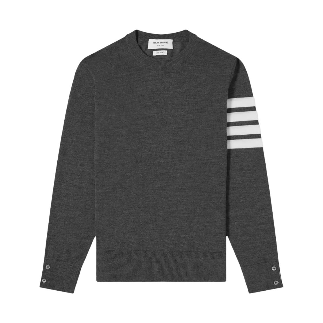 톰브라운 파인 메리노 울 스티치 사선 클래식 크루넥 풀오버 니트 다크 그레이(Thom Browne Fine Merino Wool Stitch 4-Bar Classic Crewneck Pullover Knit Dark Grey)
