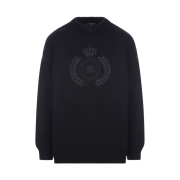 Balenciaga BB Laurel Embroidered Oversized Cotton Pullover Black