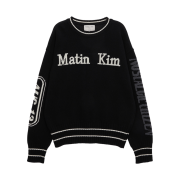(W) Matin Kim Sleeve Lettering Knit Pullover Black