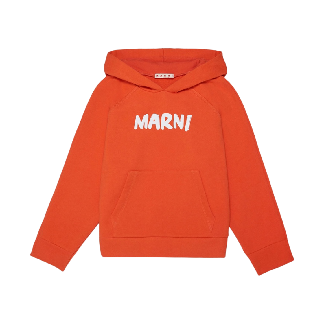 (키즈) 마르니 브러쉬 로고 코튼 후디드 스웨트셔츠 탠저린 탱고((Kids) Marni Cotton Hooded Sweatshirt With Brush Logo Tangerine Tango)