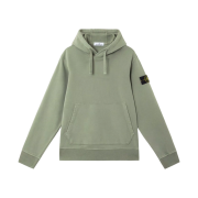 Stone Island 6100045 Organic Cotton Fleece Sweatshirt with Drawstring Hood and Pockets Sage Green - 25SS