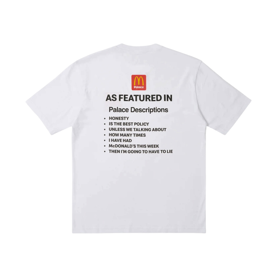 팔라스 x 맥도날드 디스크립션 티셔츠 1 화이트 - 23FW(Palace x McDonald's Description T-Shirt 1 White - 23FW)
