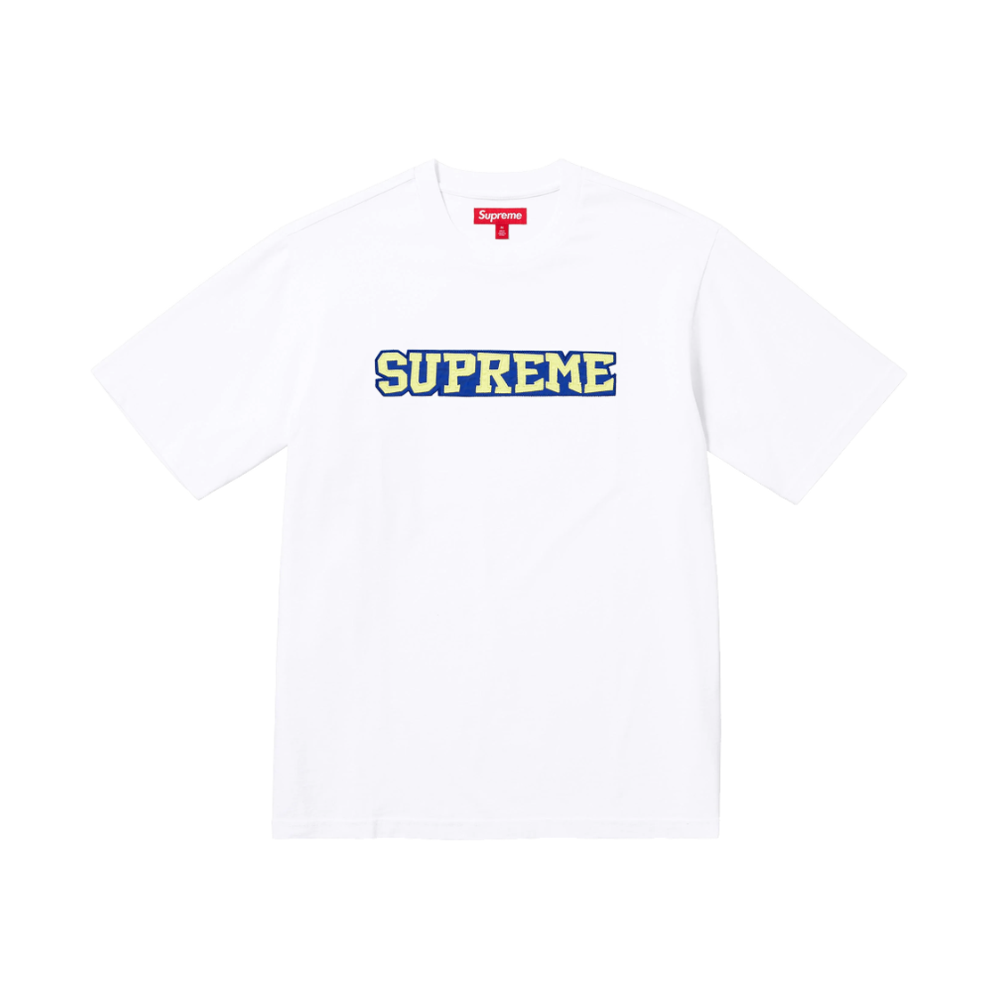 슈프림 사틴 아플리케 숏슬리브 탑 화이트 - 25SS