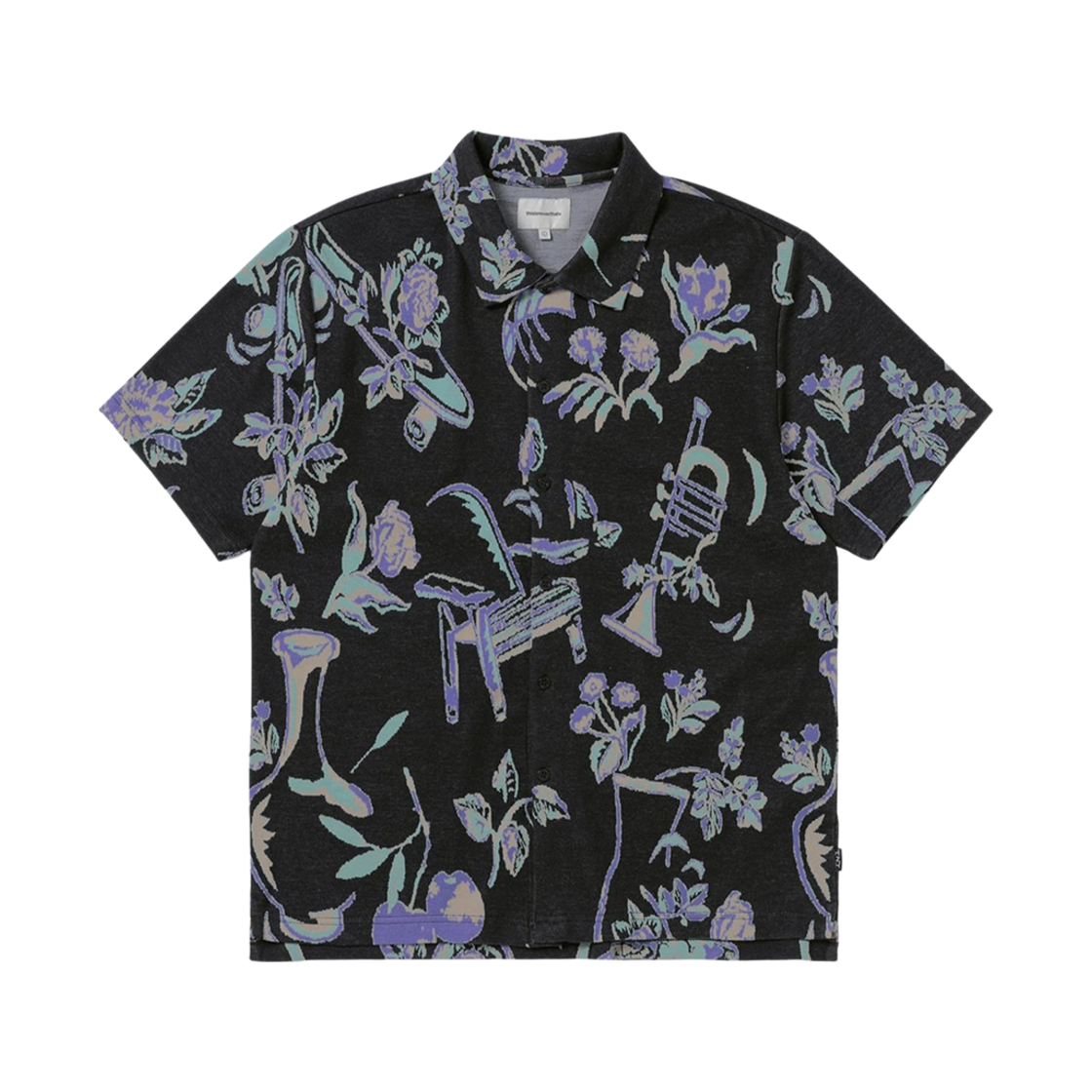 디스이즈네버댓 오브젝트 자카드 버튼 업 탑 블랙