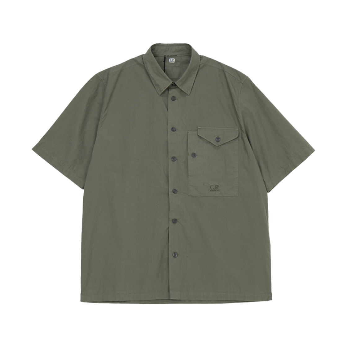 18CMSH249A005328G669 C.P. Company Short Sleeve Shirt Khaki - 25SS