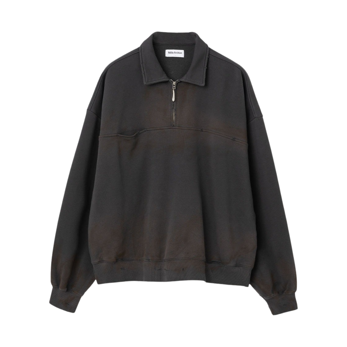 ML275CH Millo Archive Damage Half Zip-Up Charcoal