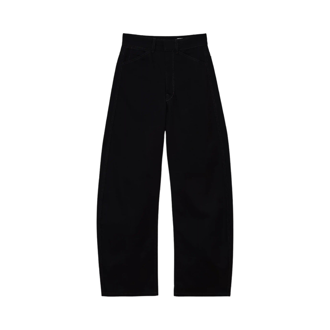 (W) 르메르 헤비 블랙 데님 하이 웨이스티드 커브드 팬츠 블랙((W) Lemaire Heavy Black Denim High Waisted Curved Pants Black)