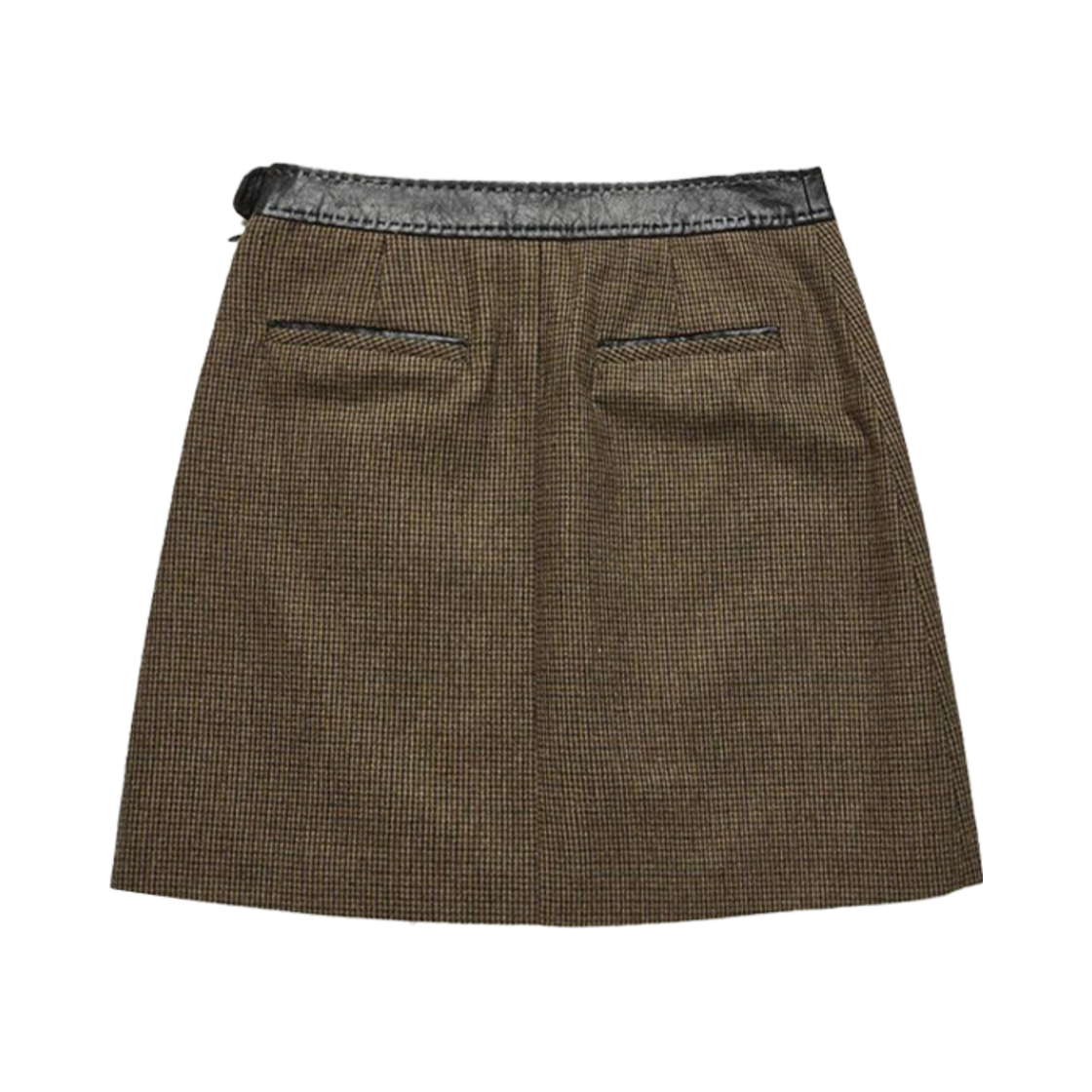 (W) 던스트 레더 포인트 A 라인 미니 스커트 브라운 체크((W) Dunst Leather Point A-Line Mini Skirt Brown Check) - 2