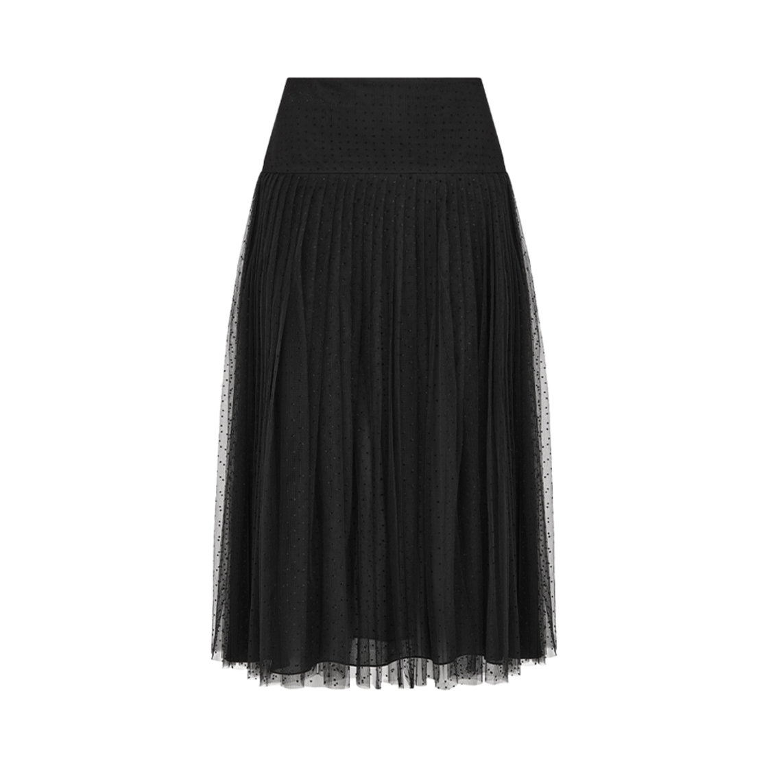 (W) 디올 미드 플리츠 스커트 블랙 플루메티 튤((W) Dior Mid-Length Pleated Skirt Black Plumetis Tulle)
