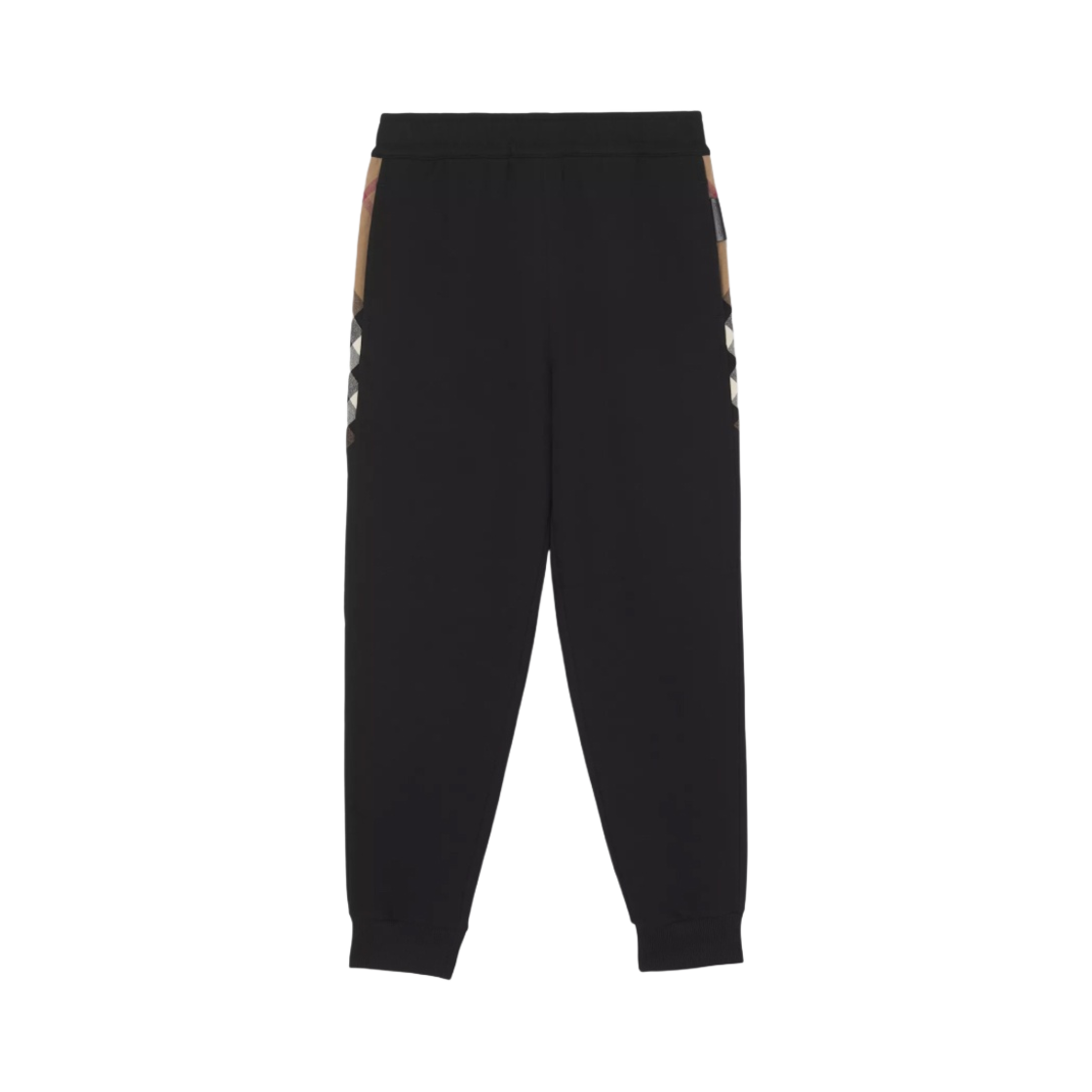 (W) 버버리 체크 패널 코튼 조깅 팬츠 블랙((W) Burberry Check Panel Cotton Jogging Pants Black) - 1