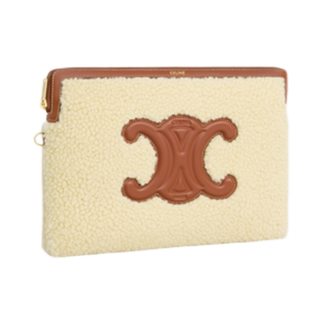 셀린느 스몰 파우치 스트랩 셔링 앤 카프스킨 베이지(Celine Small Pouch with Strap in Shearling and Calfskin Beige) - 3
