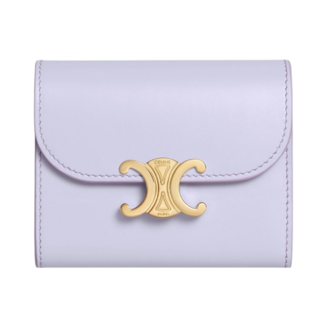 10D783DPV-32LL Celine Triomphe Small Flap Wallet in Shiny Calfskin Light Lavender - 대표 이미지 #1