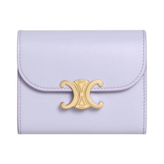 Celine Triomphe Small Flap Wallet in Shiny Calfskin Light Lavender