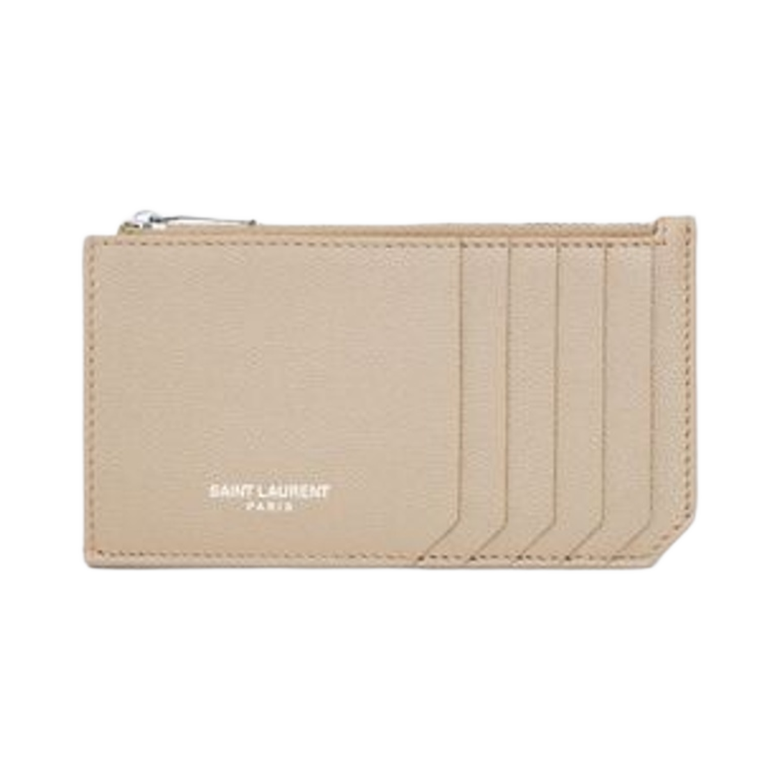 생로랑 파리 프라그먼트 지퍼 크레딧 카드 케이스 그레인 드 뿌드르 엠보스 레더 씨 솔트(Saint Laurent Paris Fragment Zipped Credit Card Case in Grain De Poudre Embossed Leather Sea Salt) - 1