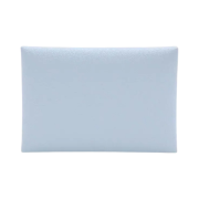 Hermes Calvi Duo Compact Verso Card Holder Mysore Goatskin & Palladium Bleu Brume Cuivre