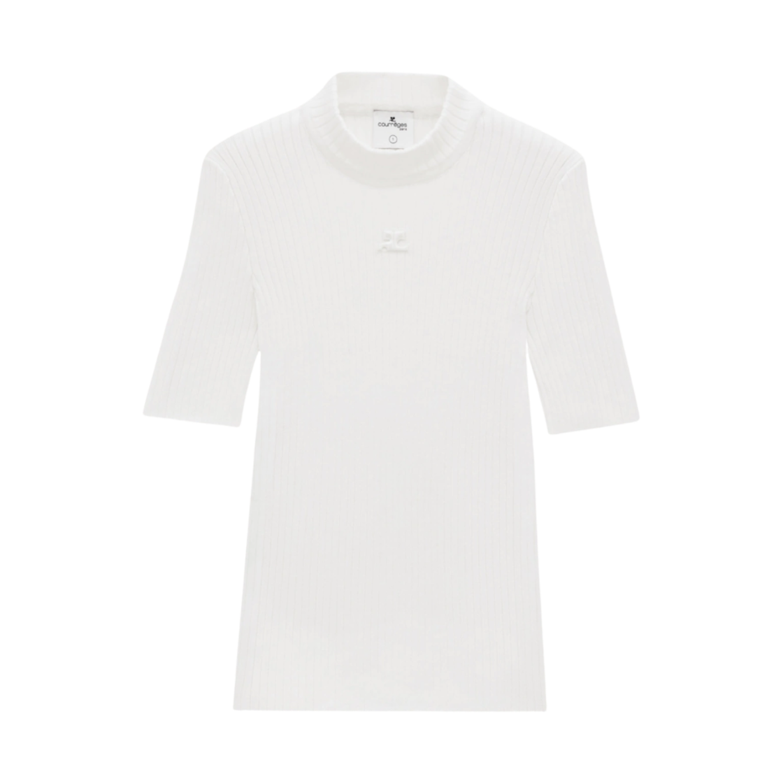 (W) 꾸레쥬 리에디션 니트 탑 숏슬리브 화이트((W) Courreges Reedition Knit Top Short Sleeves White) - 1
