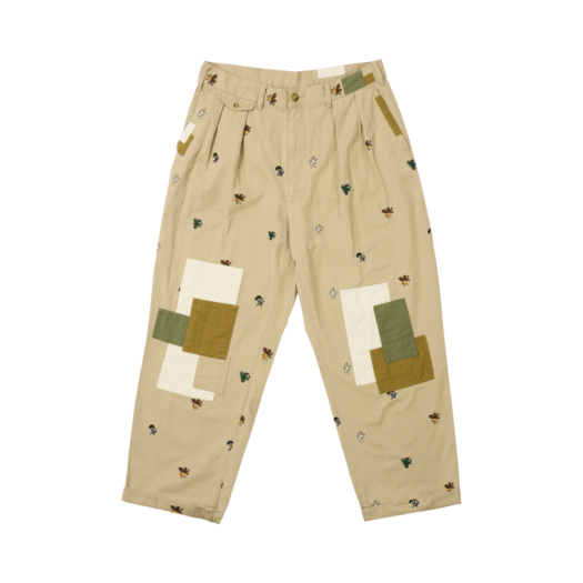 Palace x Beams Plus Pleated Trousers Twill Beige - 24FW