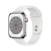Apple Watch Series 8 45mm Cellular Silver Stainless Steel Case with Sport Band White (Korean Ver.)