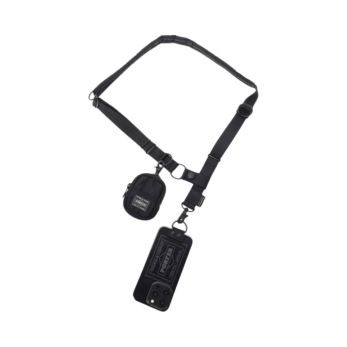 포터 숄더 에어 자켓 파우치 아이폰 15 프로 블랙(Porter Shoulder Air Jacket with Pouch for iPhone 15 Pro Black)