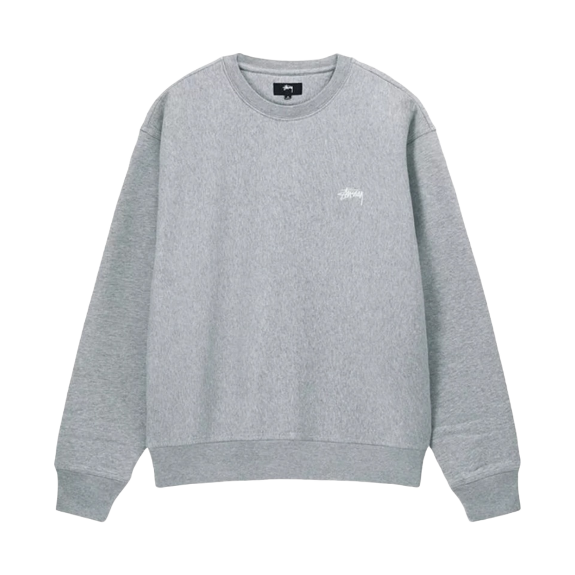스투시 오버다이드 스탁 로고 크루넥 그레이 헤더