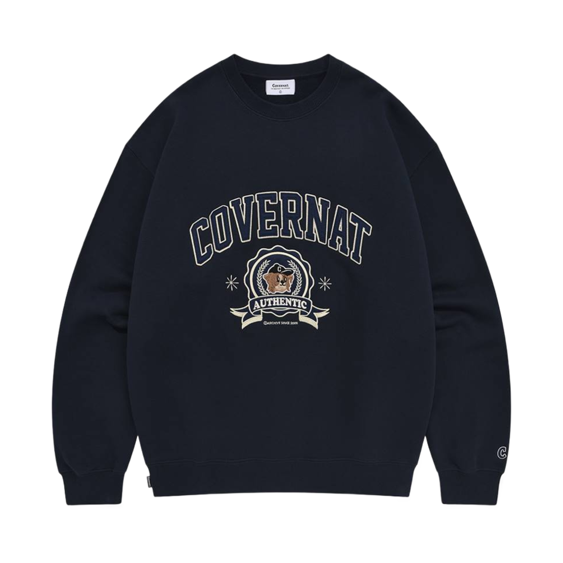 커버낫 보더콜리 엠블럼 스웨트셔츠 네이비(Covernat Boder Collie Emblem Sweatshirt Navy) - 1