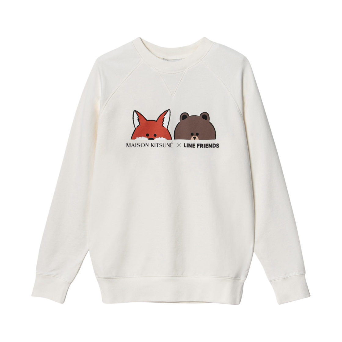 메종 키츠네 x 라인 프렌즈 페이스 프린트 스웨트셔츠 에크루(Maison Kitsune x Line Friends Face Print Sweatshirt Ecru) - 1