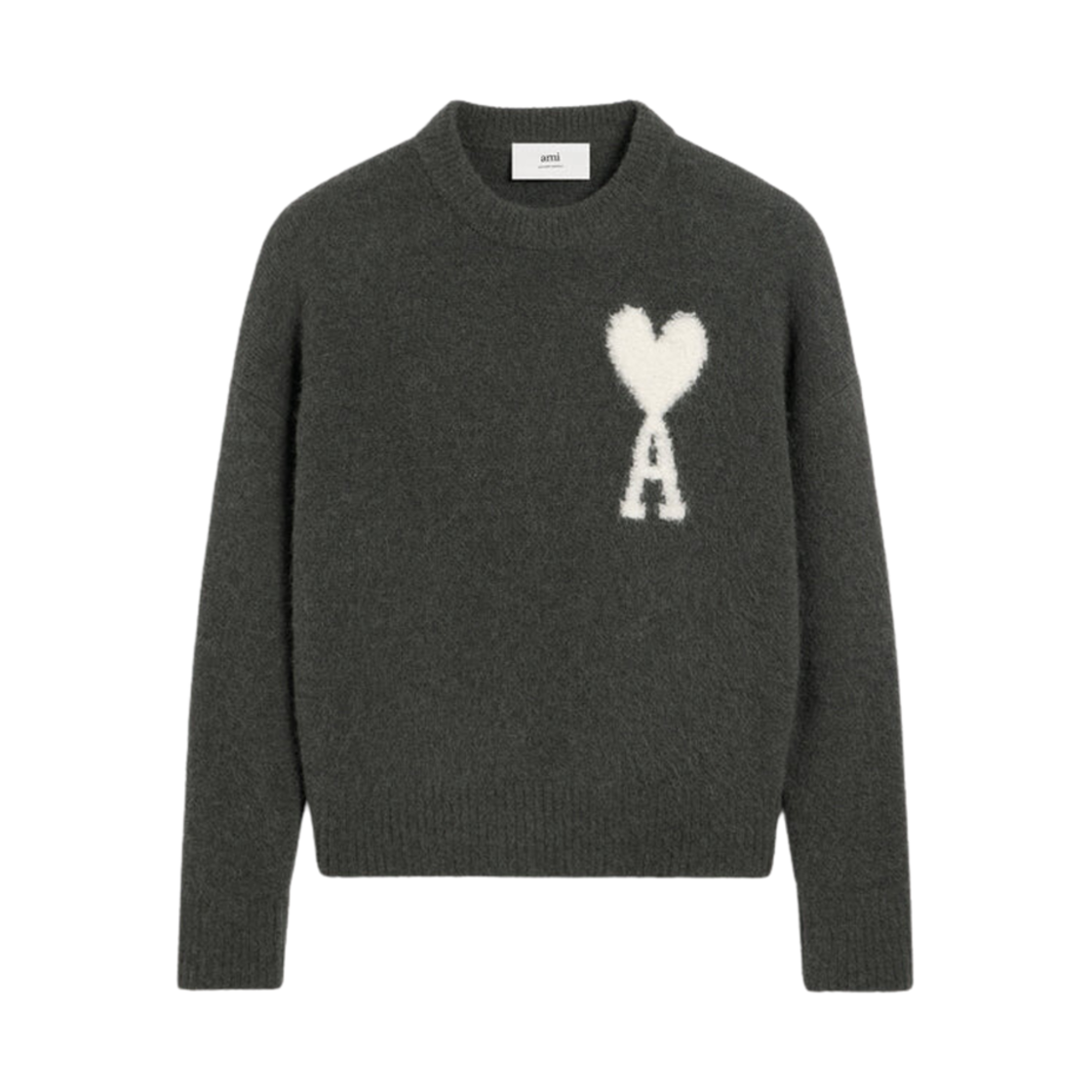 UKS025-KN0032-061 AMI de Coeur Cloudy Wool Sweater Dark Grey