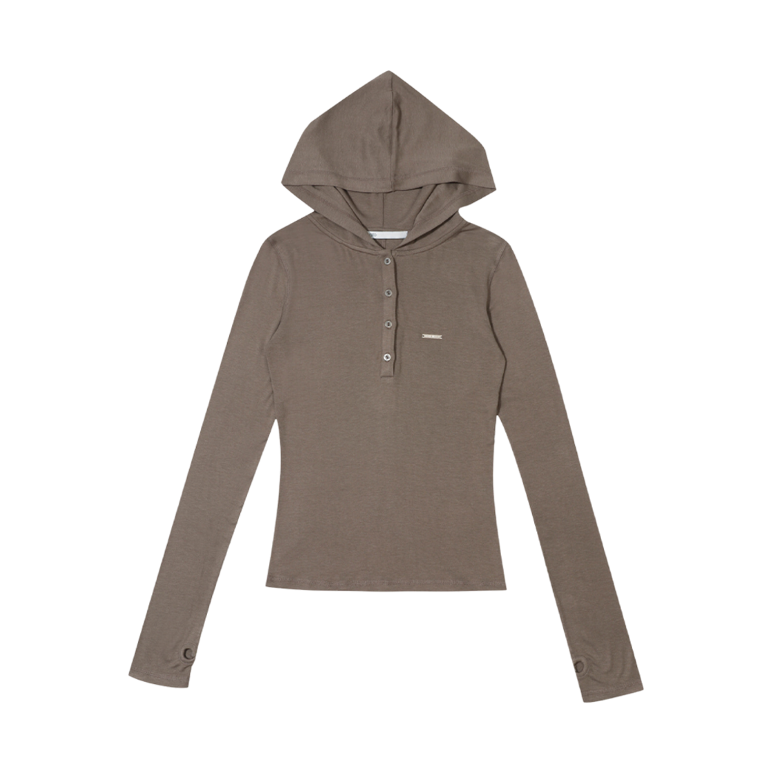 (W) 보헤미안 서울 후드 버튼 워머 티셔츠 브라운((W) Bohemian Seoul Hood Button Warmer T-Shirt Brown) - 1