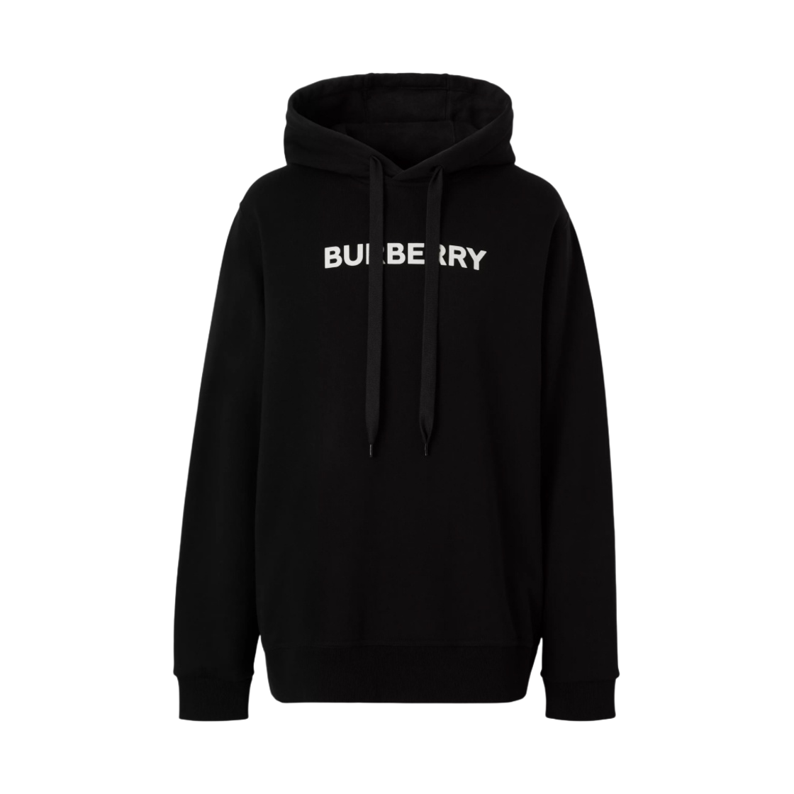 8055318 Burberry Logo Print Cotton Hoodie Black - 대표 이미지 #1