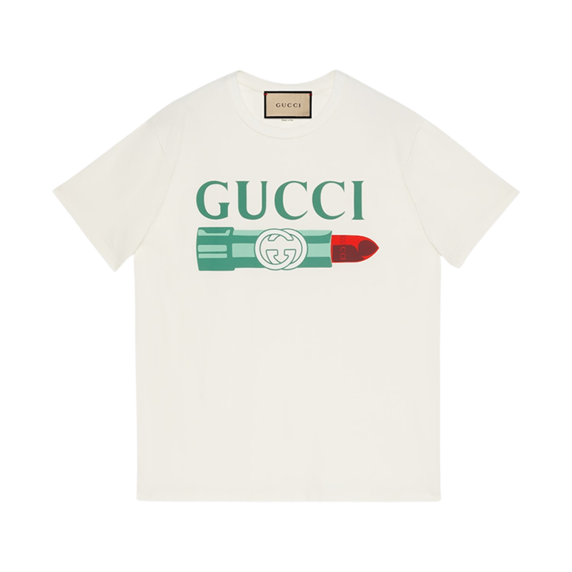 (W) 구찌 립스틱 프린트 프린트 코튼 티셔츠 화이트((W) Gucci Lipstick Print Print Cotton T-Shirt White)