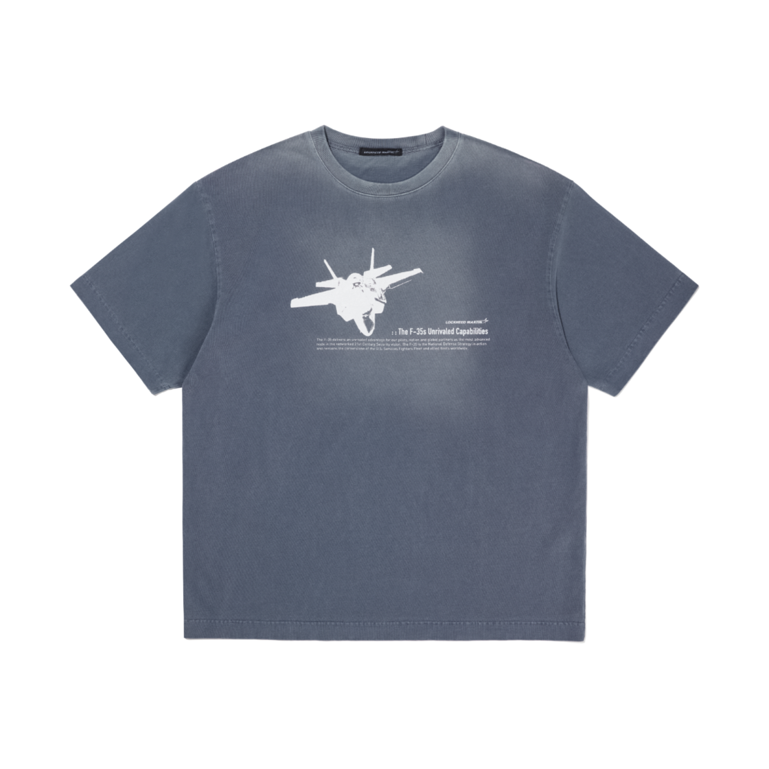 L24UTS002BLE LOCKHEED MARTIN F35 Garment Dyed Brush T-Shirt Blue