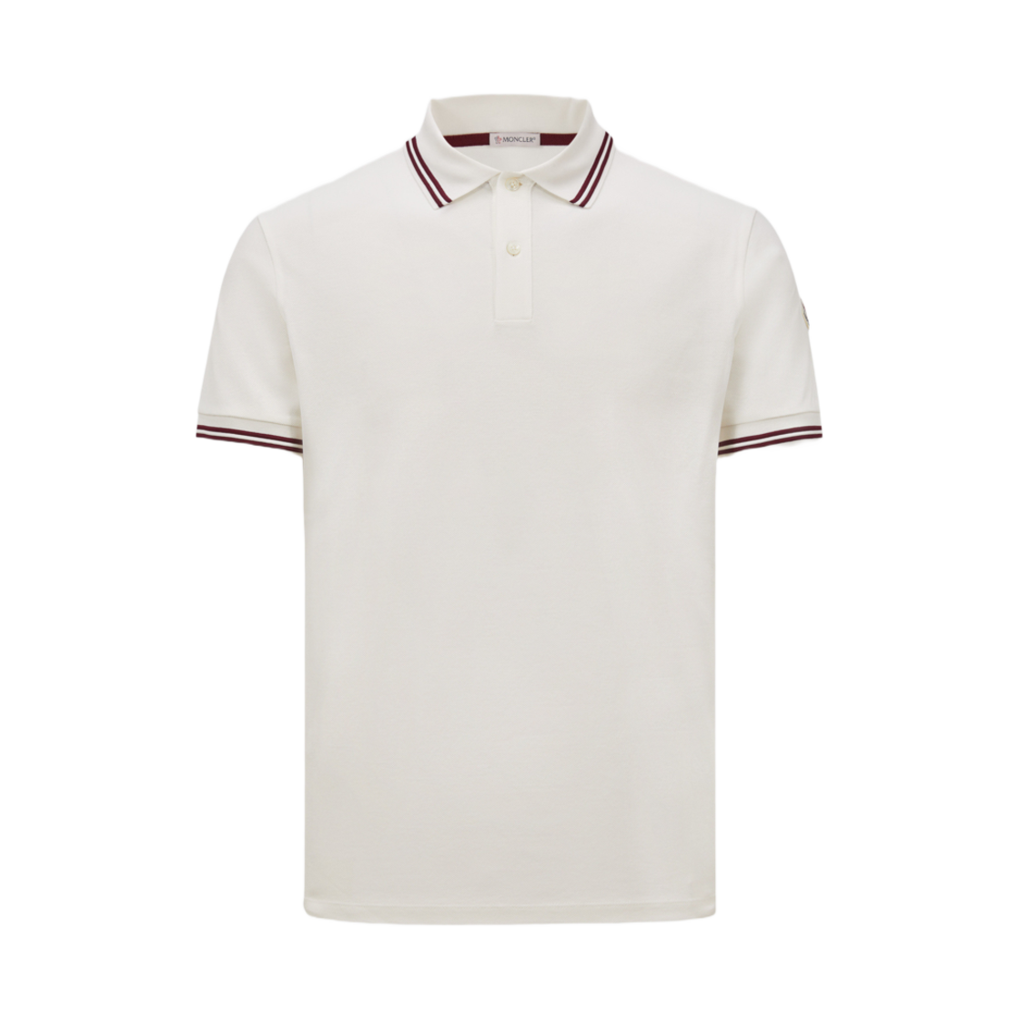몽클레르 스트라이프 트림 코튼 피케 폴로 셔츠 화이트 - 25SS(Moncler Striped Trim Cotton Piquet Polo Shirt White - 25SS)