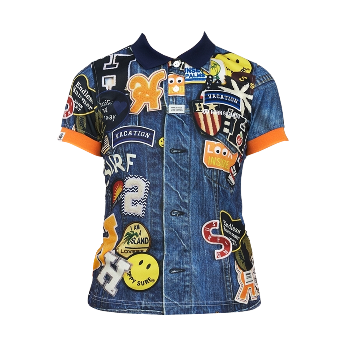 HCW-2A-AP06 (W) Horn Garment Golf Wear Denim Polo T-Shirt Blue