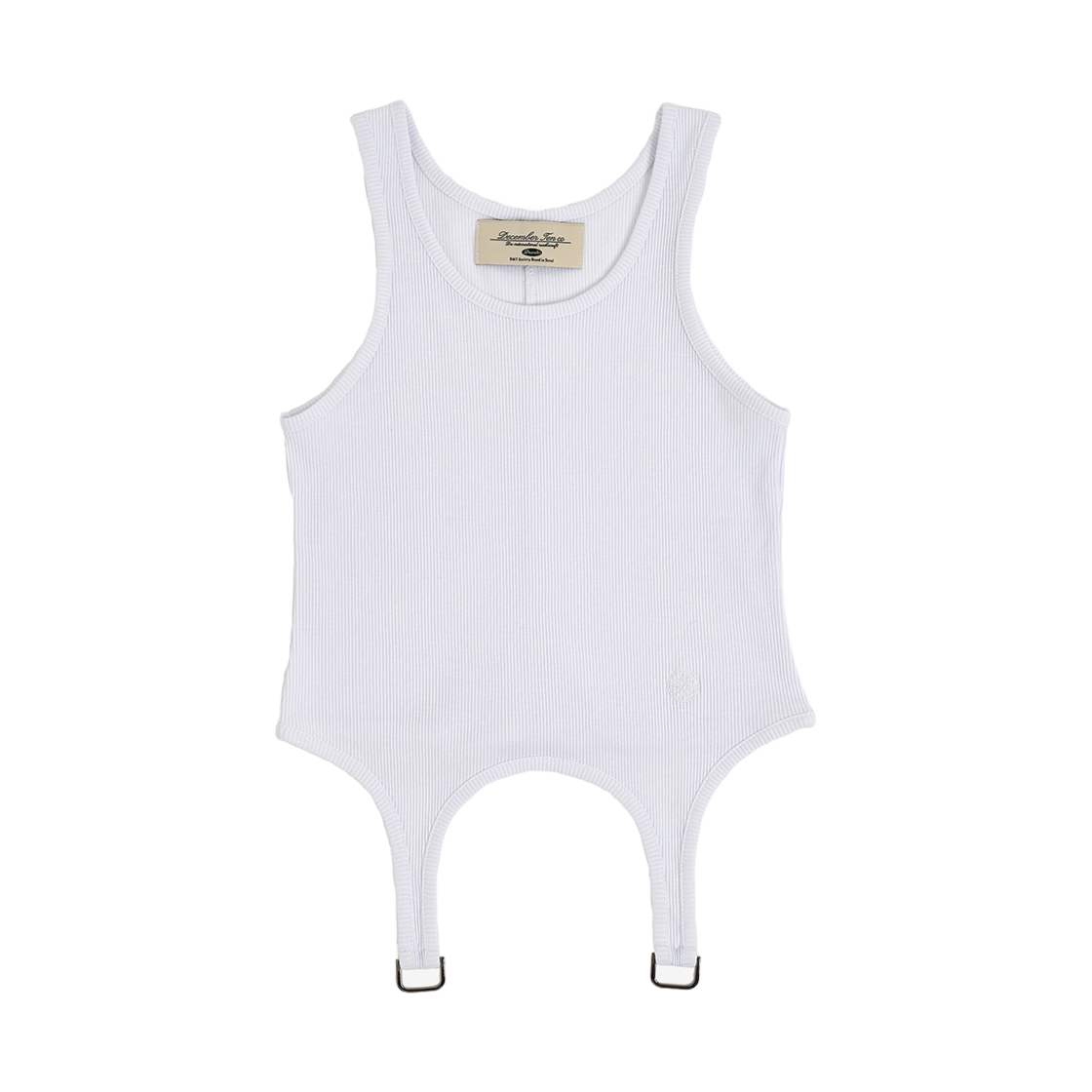 디셈버텐 서스펜더 립 탱크탑 화이트(December Ten Suspender Rib Tank Top White)
